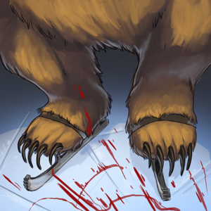 If you allow the Grizzly bear to take the skates from you before you can obtain its blood, well, then you're just fucked. Everybody knows that.