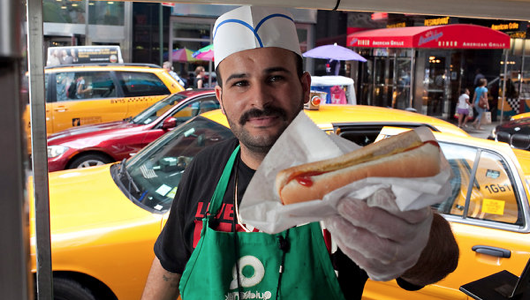 My son, the hot dog vendor.