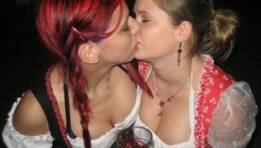 Busty Lesbians Kissing